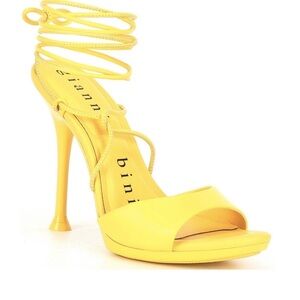 Gianni Bini Vibrant Yellow Wrap Heels
